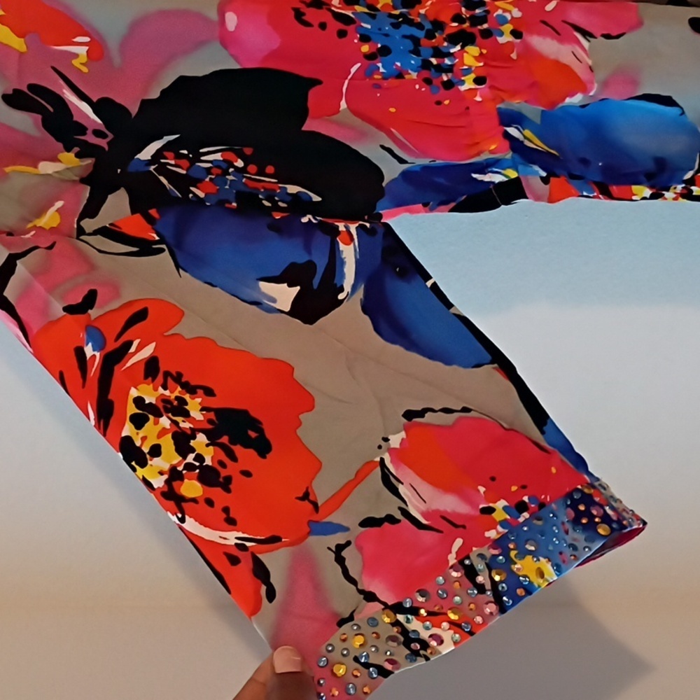 St. John Blue and Red Floral Dress - Picture 7 of 7